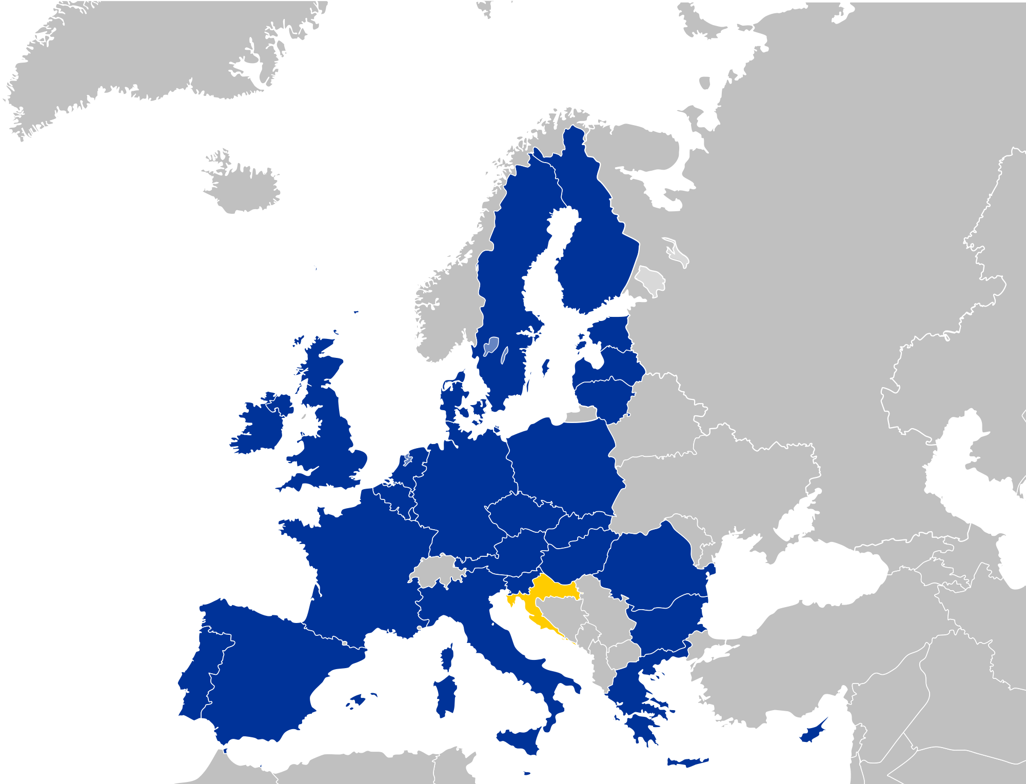 A map showing which European countries are allowed to stream Paramount content